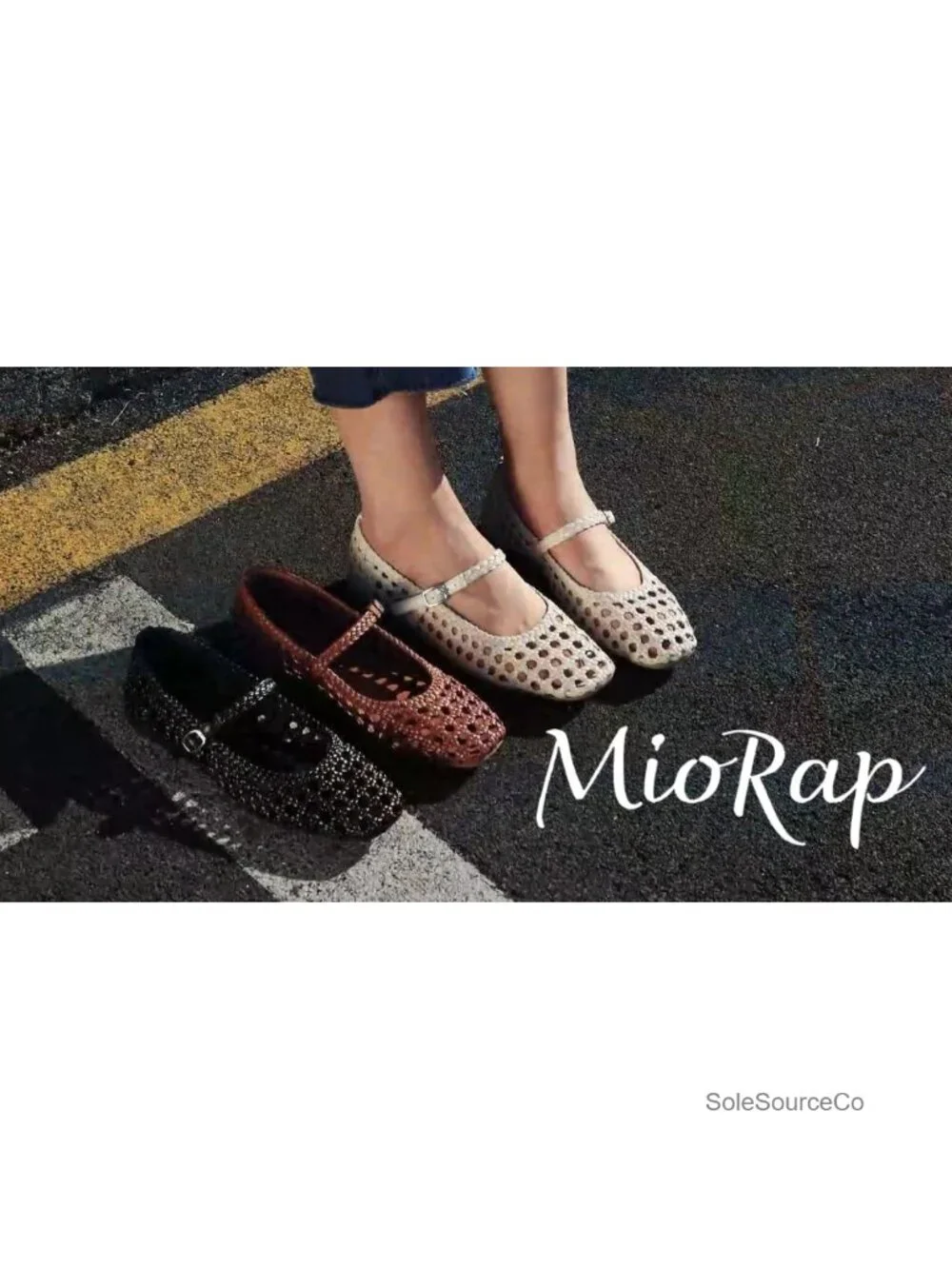 Woven Mesh Square Toe Mary Jane Ballet Flats for Women - Adjustable Strap,
